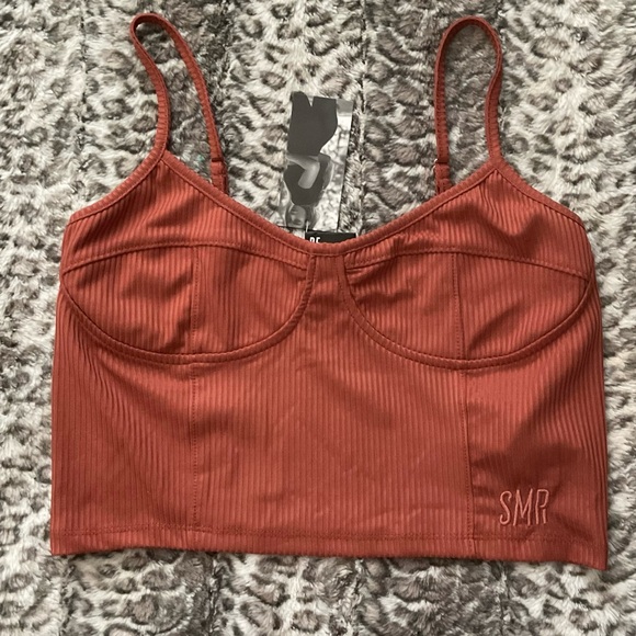 Rust Ribbed Crop Top - Picture 1 of 4